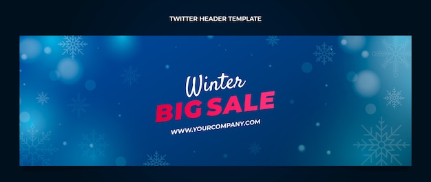 Бесплатное векторное изображение Градиентный зимний заголовок в твиттере