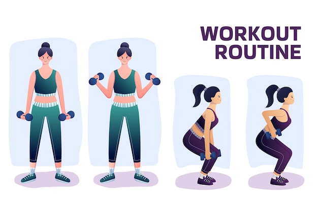 Free vector gradient workout element collection