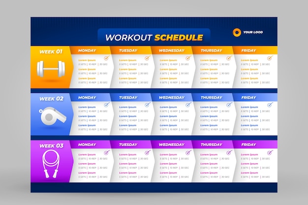 Free vector gradient workout routine schedule template