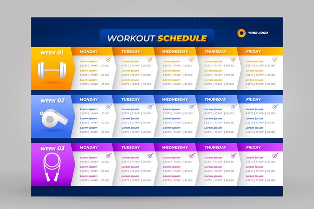Gradient workout routine schedule template