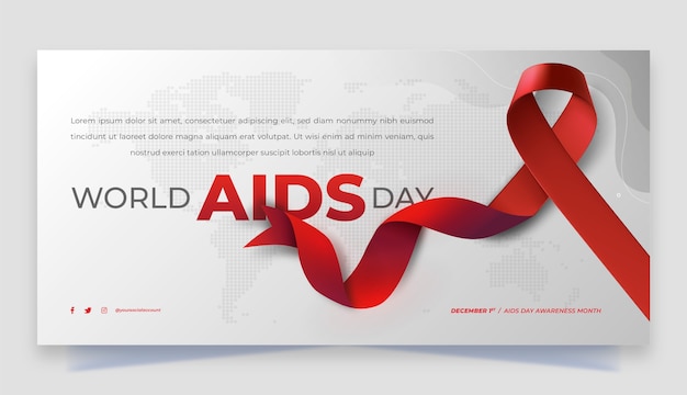 Vettore gratuito modello di banner orizzontale della giornata mondiale dell'aids sfumato