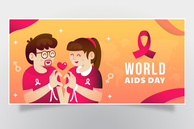 Gradient world aids day horizontal banner template