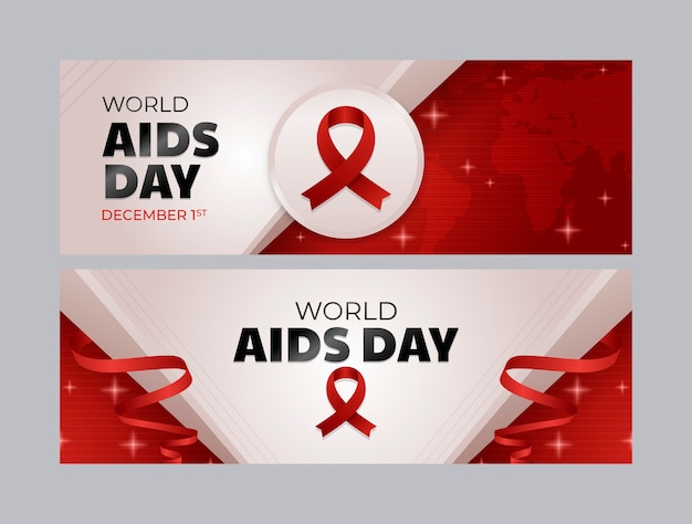 Set di banner orizzontali per la giornata mondiale dell'aids gradiente