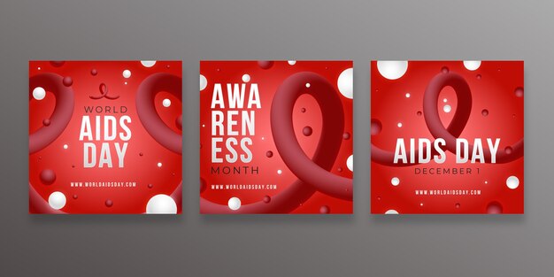 Gradient world aids day instagram posts collection