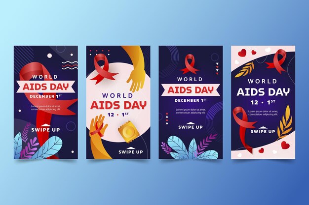 Gradient world aids day instagram stories collection