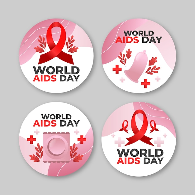 Collezione di etichette per la giornata mondiale dell'aids gradiente