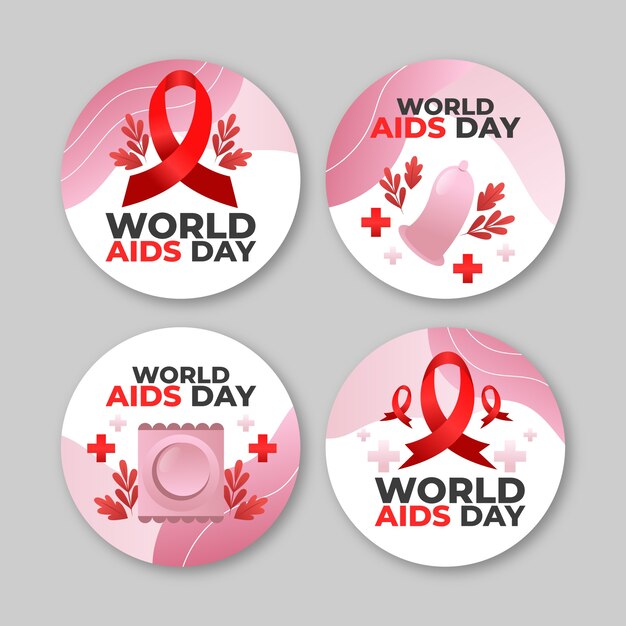 gradient world aids day labels collection