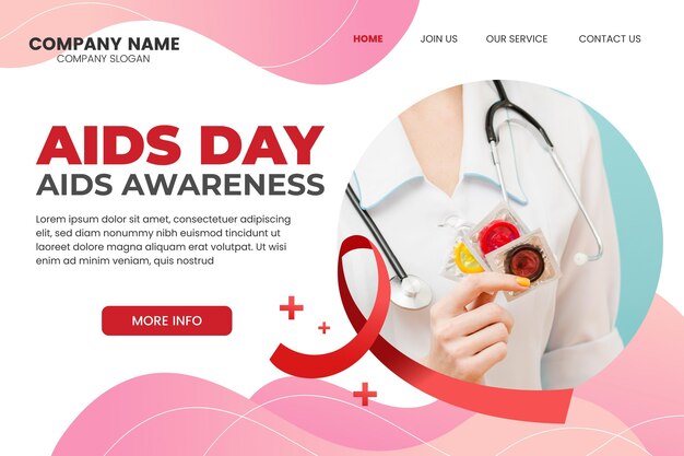 Gradient world aids day landing page template