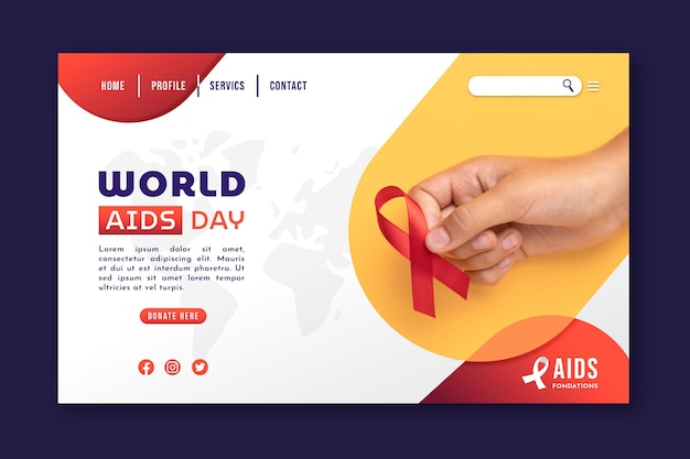 Gradient world aids day landing page template