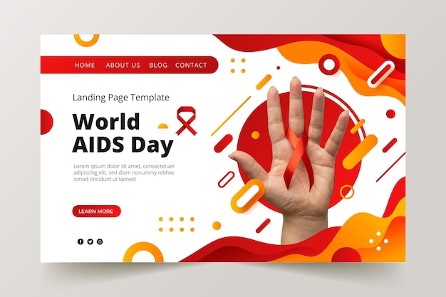 Vettore gratuito modello di pagina di destinazione del giorno dell'aids del mondo sfumato