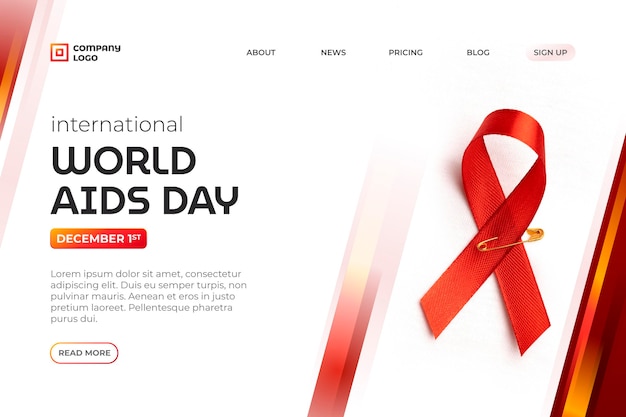 Gradient world aids day landing page template