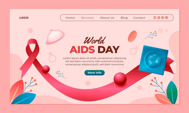 Gradient world aids day landing page template