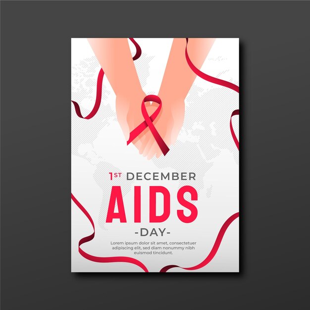 Шаблон вертикального плаката градиентный всемирный день борьбы со СПИДом