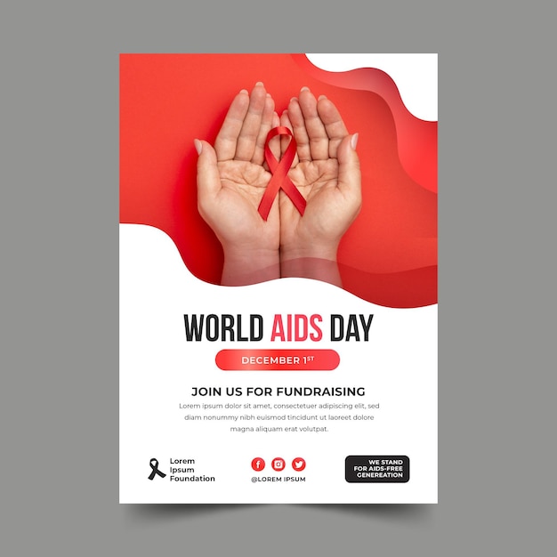 Modello di manifesto verticale della giornata mondiale dell'aids gradiente