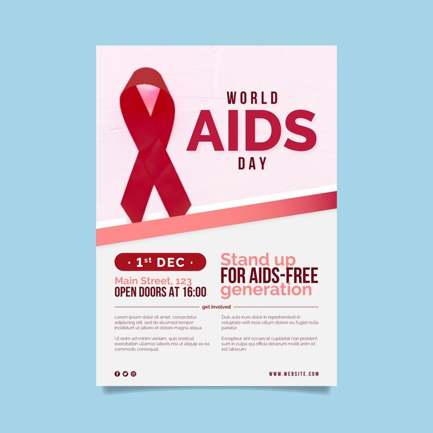 그라데이션 세계 에이즈의 날 세로 포스터 템플릿