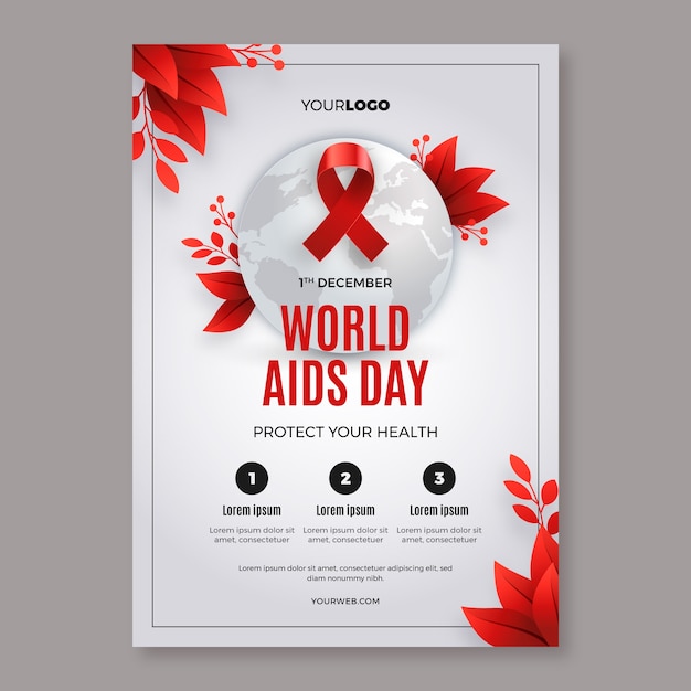 무료 벡터 그라데이션 세계 에이즈의 날 세로 포스터 템플릿