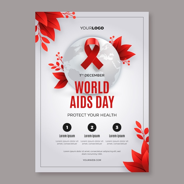 Gradient world aids day vertical poster template