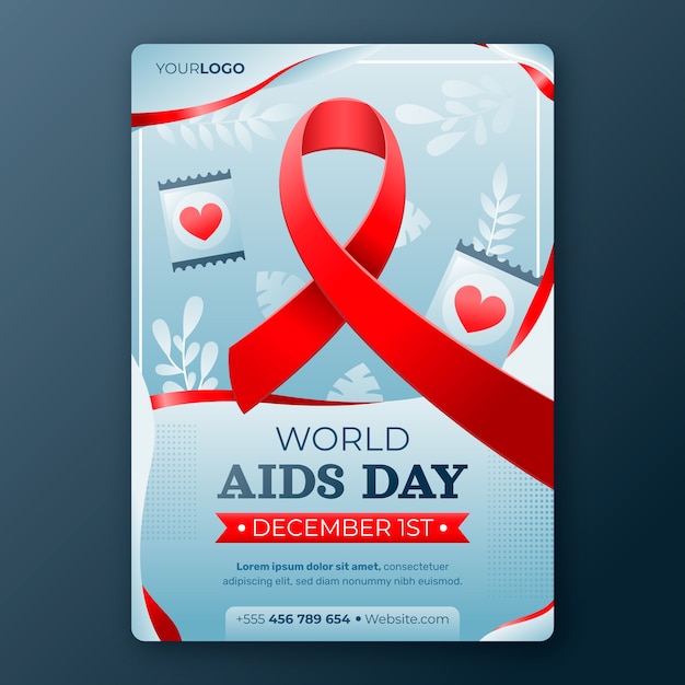 Free vector gradient world aids day vertical poster template