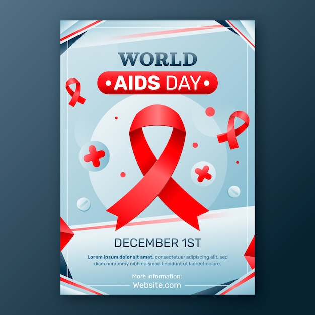 Gradient world aids day vertical poster template