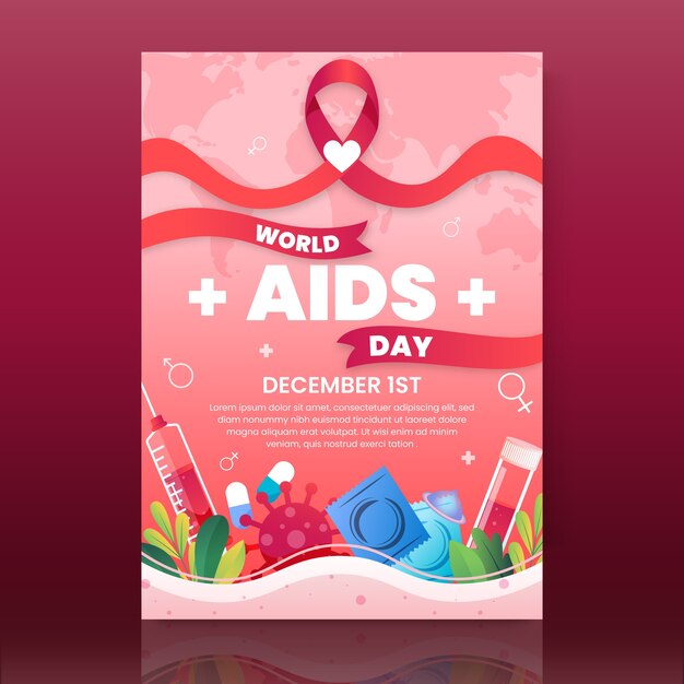 Gradient world aids day vertical poster template