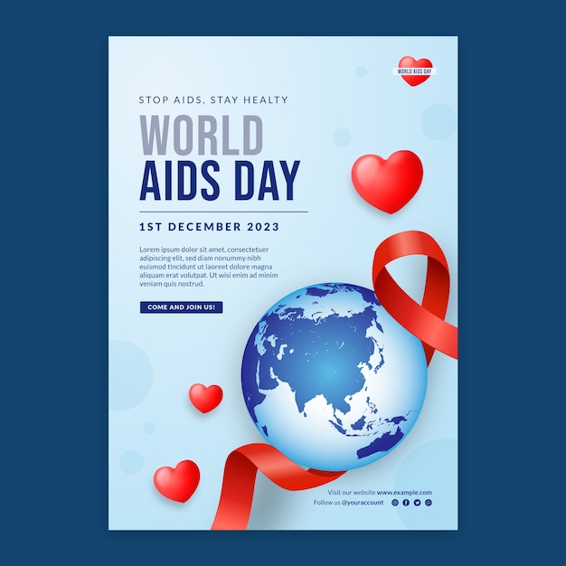 Vettore gratuito modello di poster verticale per la giornata mondiale dell'aids