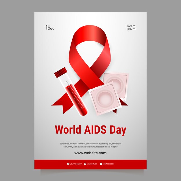 그라디언트 세계 에이즈의 날 수직 포스터 템플릿