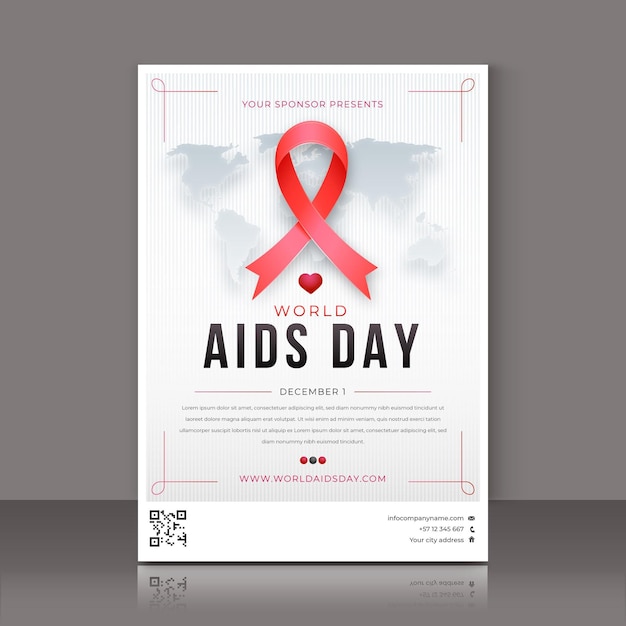 Gradient world aids day vertical poster template