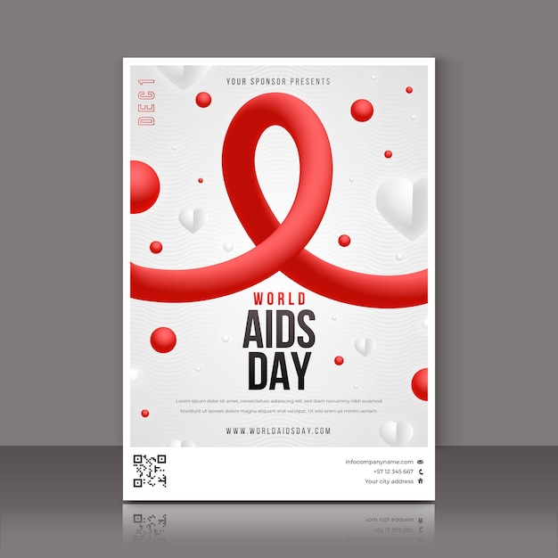 Gradient world aids day vertical poster template