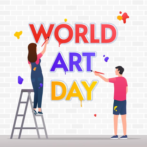 Gradient world art day illustration