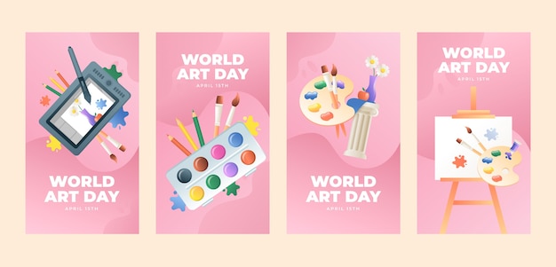 Gradient world art day instagram stories collection