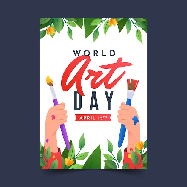 Free vector gradient world art day vertical poster template