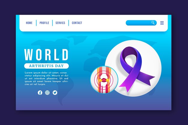 Gradient world arthritis day landing page template