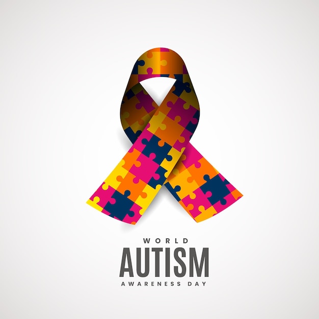 パズルのピースとグラデーション世界自閉症啓発デーのイラスト