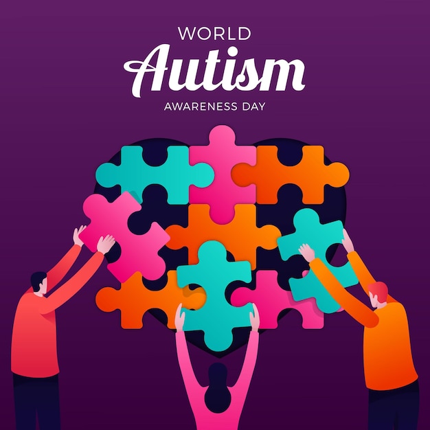 Illustrazione di giorno di sensibilizzazione sull'autismo mondiale gradiente