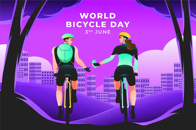 Gradient world bicycle day illustration