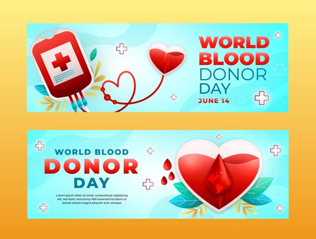グラデーション世界献血者デー水平バナーコレクション