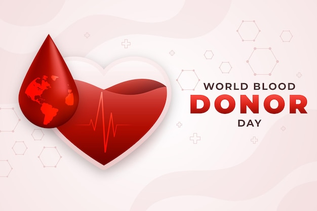 Vettore gratuito illustrazione della giornata mondiale del donatore di sangue gradiente