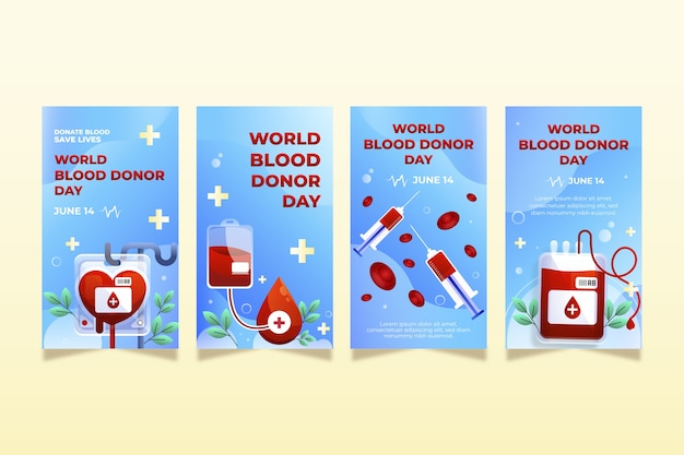 Gradient world blood donor day instagram stories collection