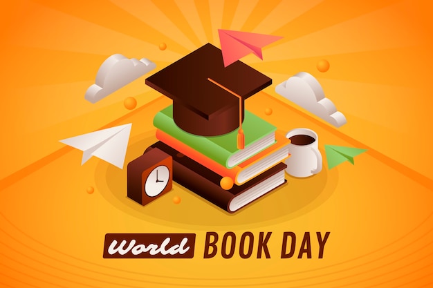 Бесплатное векторное изображение Градиентный всемирный день книги фон