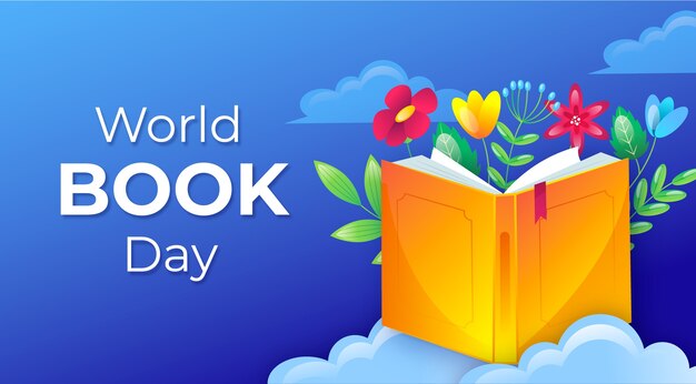 Gradient world book day horizontal banner