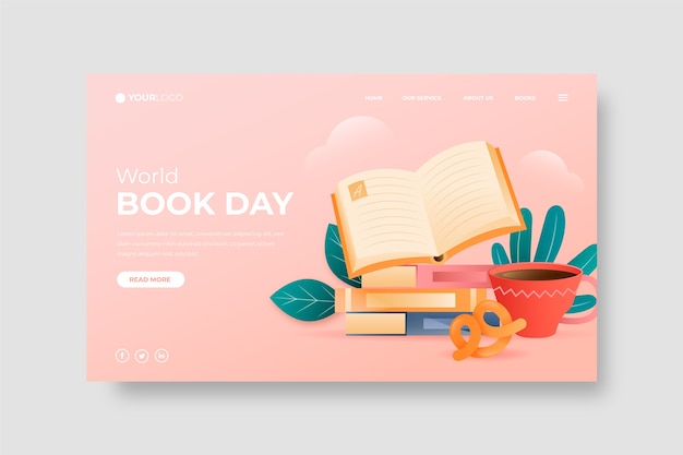 Free Vector gradient world book day landing page template