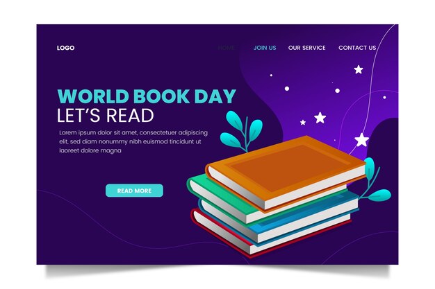 Gradient world book day landing page template