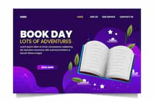 Free vector gradient world book day landing page template