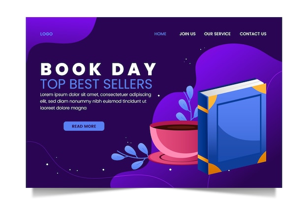 Шаблон целевой страницы всемирного дня книги с градиентом