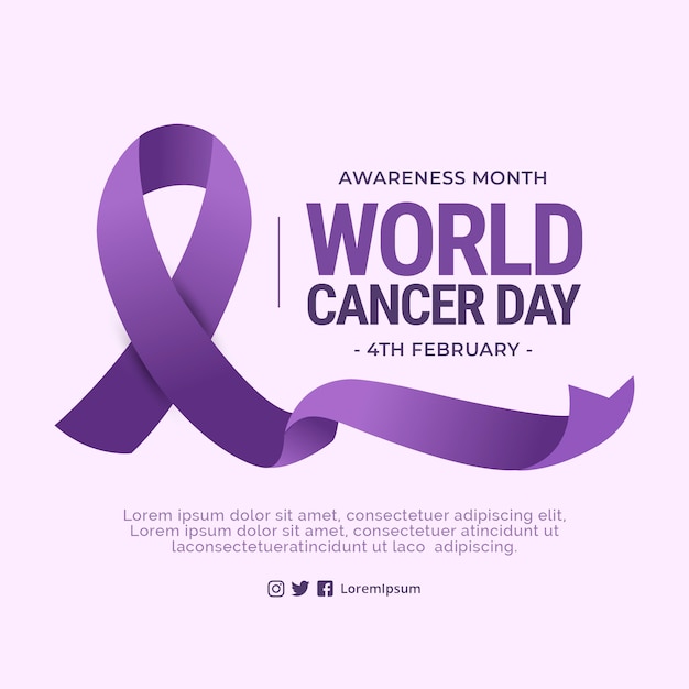 Vettore gratuito sfondo della giornata mondiale del cancro sfumato