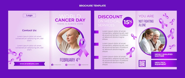 Free vector gradient world cancer day brochure template