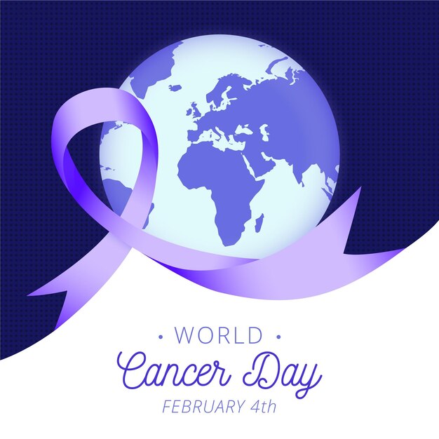 Gradient world cancer day in february ribbon