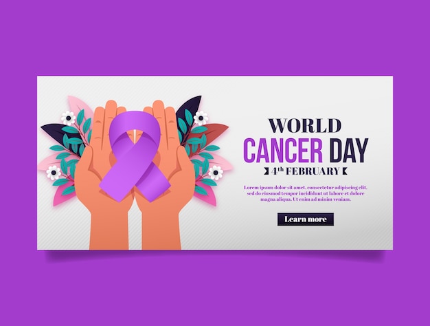Gradient world cancer day horizontal banner template
