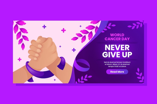 Gradient world cancer day horizontal banner template