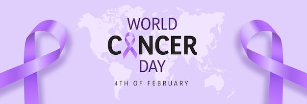 Gradient world cancer day horizontal banner